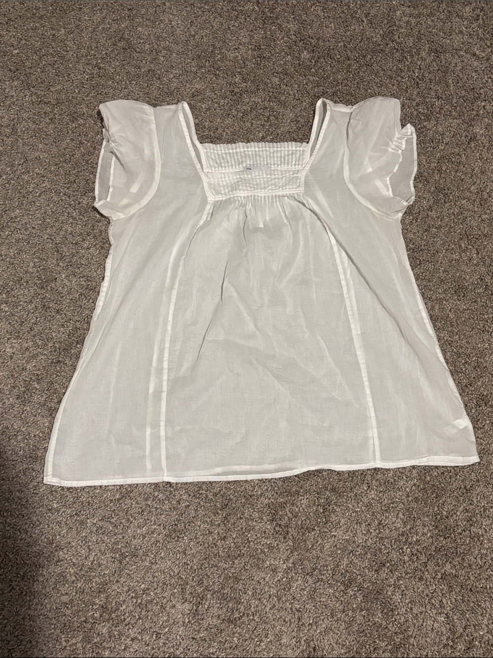 Gap White Smocked Square-Neck Puff Sleeve Top - Sz M, runs large!